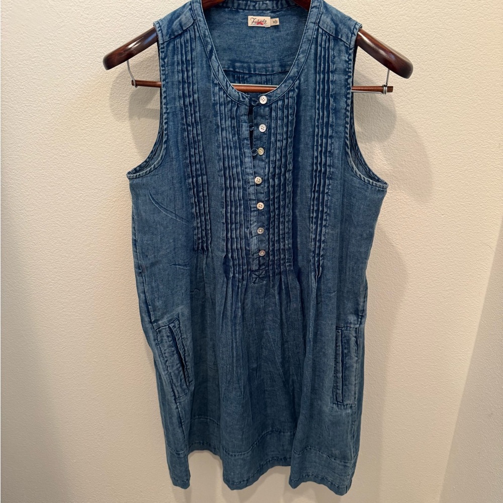 Faherty Distressed Chambrey Sleeveless Dress